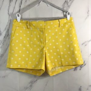 Ann Taylor Polka Dot Yellow Flat Front Shorts New